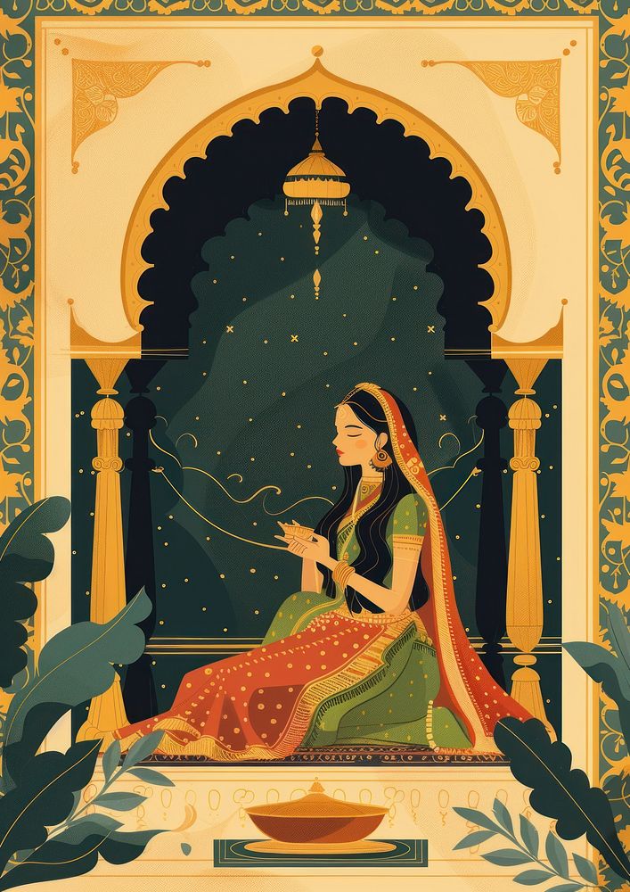 Indian traditional mughal pichwai art adult representation spirituality.