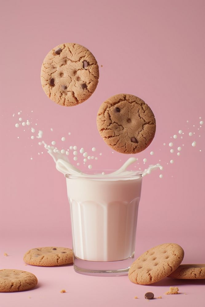 Photo of cookies milk food confectionery refreshment.