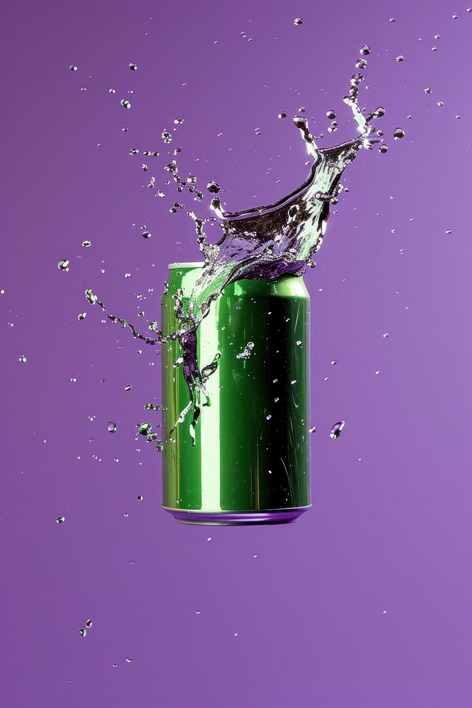Photo of can flow purple green tin.