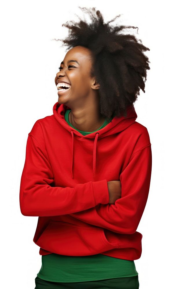 Africa teenage woman laugh sweatshirt laughing portrait.