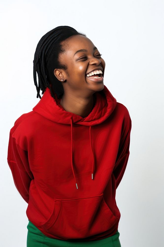 Africa teenage woman laugh sweatshirt portrait laughing.