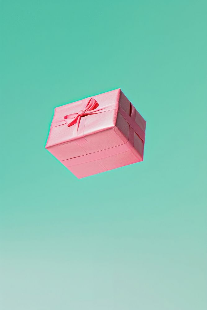 Photo of pink gift box celebration anniversary cardboard.