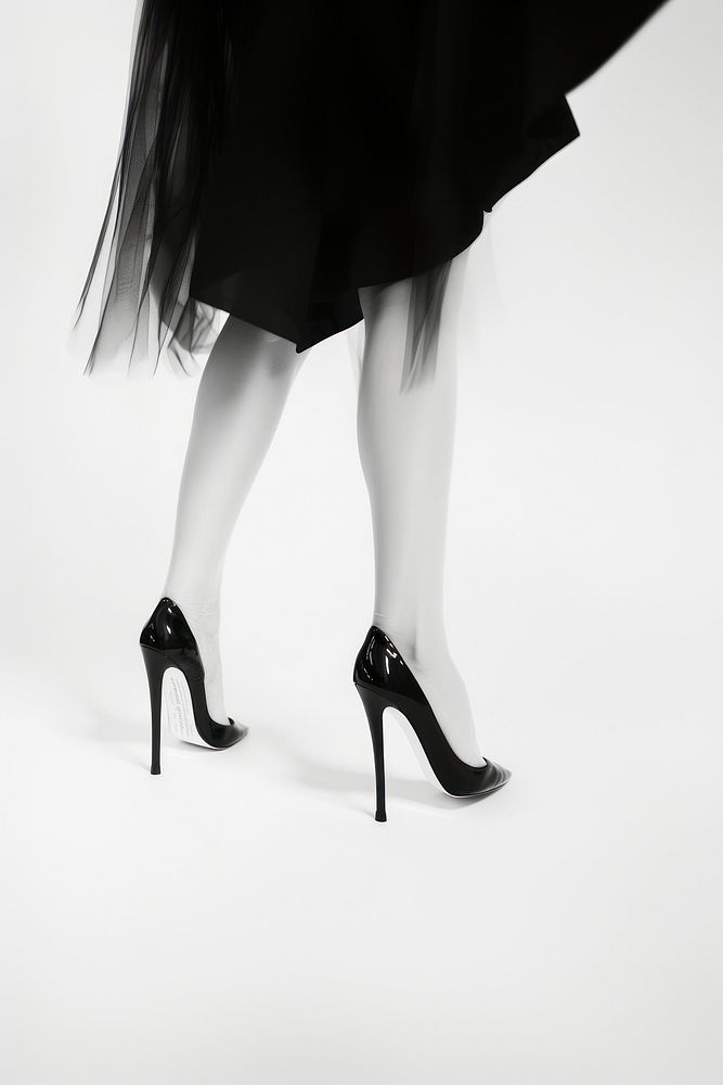 Woman legs wear black high heels footwear adult white.