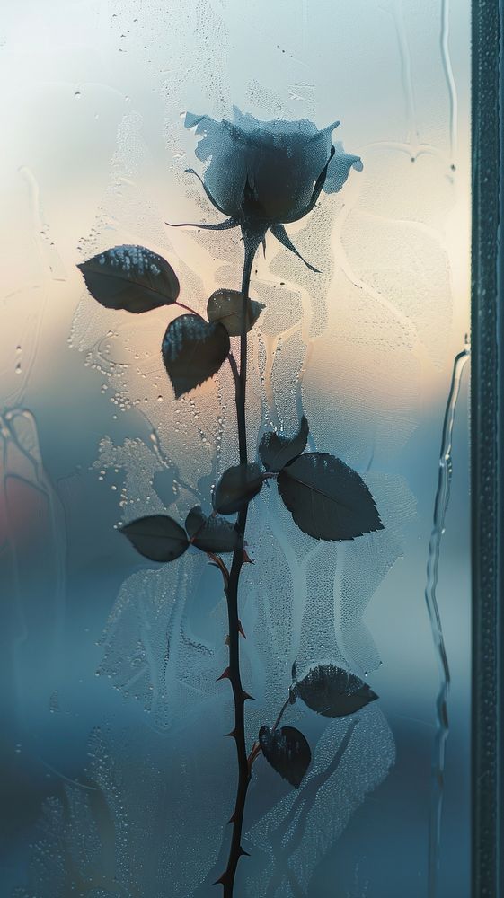 Rose doodle silhouette nature flower window.