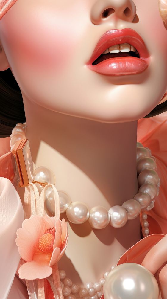 Lipstick necklace jewelry pearl.