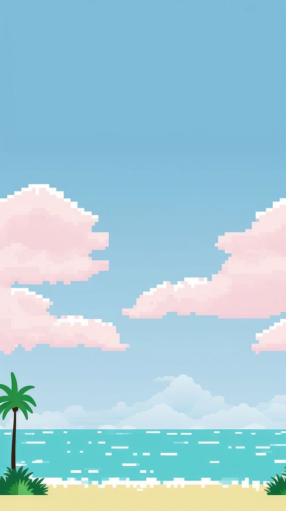 Beach sky pixel landscape outdoors horizon.
