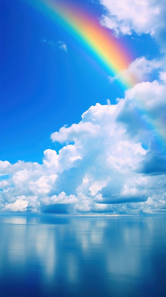 Blue sky and rainbow outdoors nature tranquility.