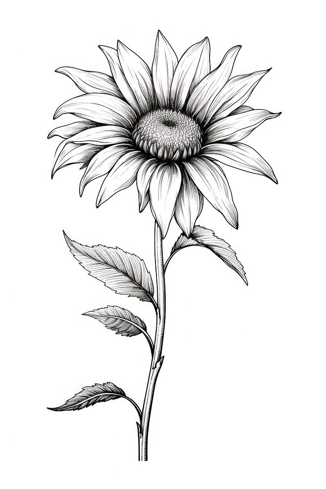 Sunflower drawing sketch plant.