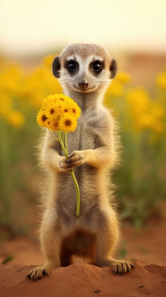 Meerkat wildlife flower animal.