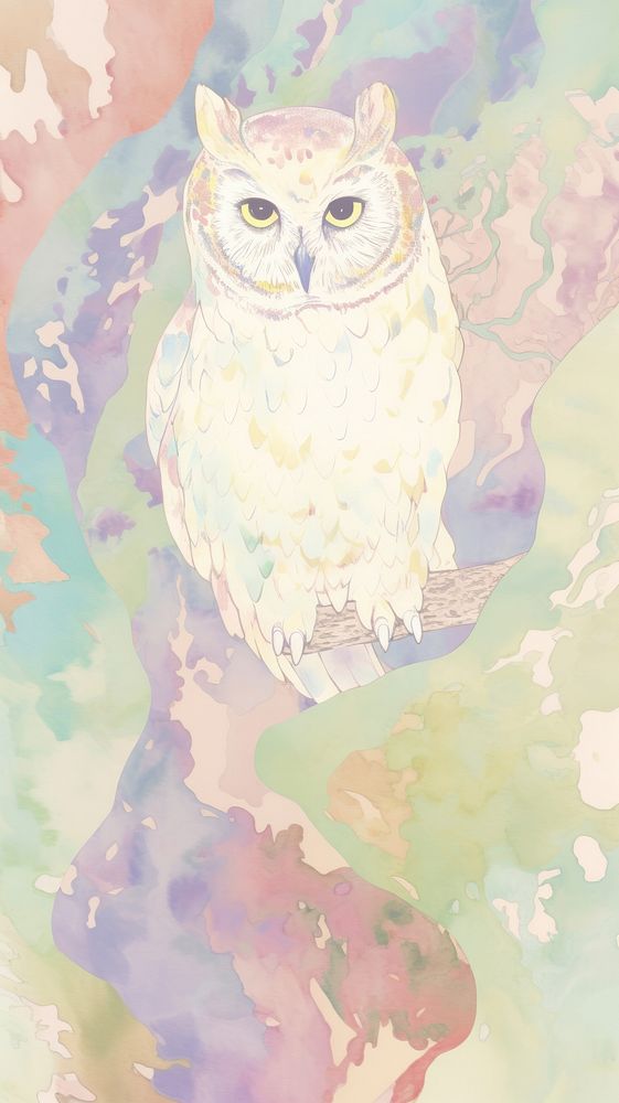 Owl marble wallpaper painting drawing animal.