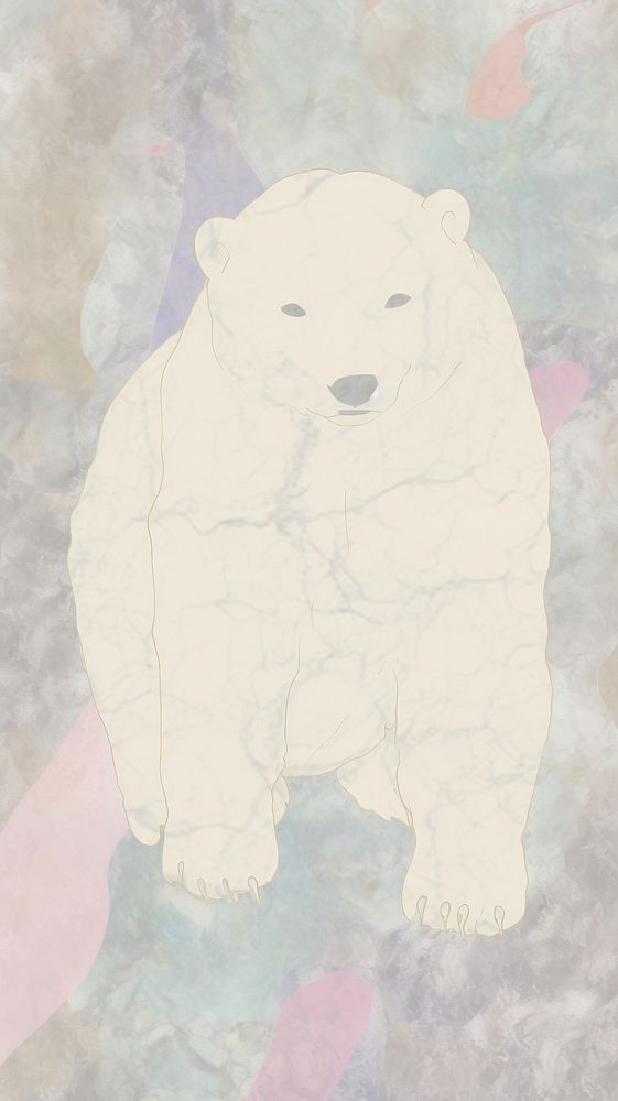Polar bear marble wallpaper abstract mammal art.