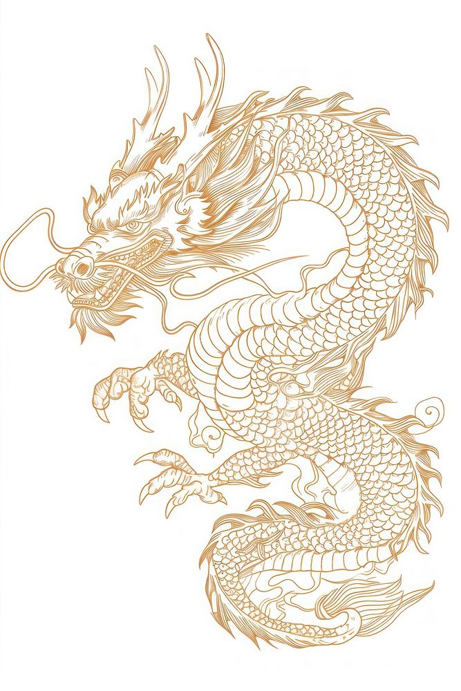 Chinese dragon white background chinese dragon calligraphy.