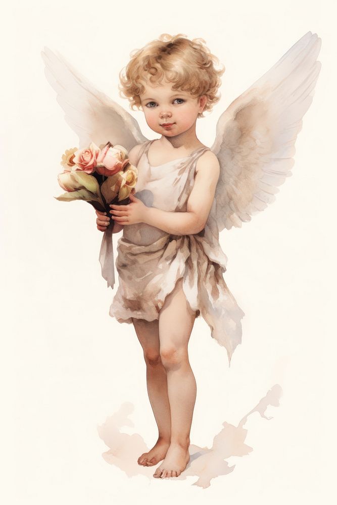 Child Angel angel portrait flower.