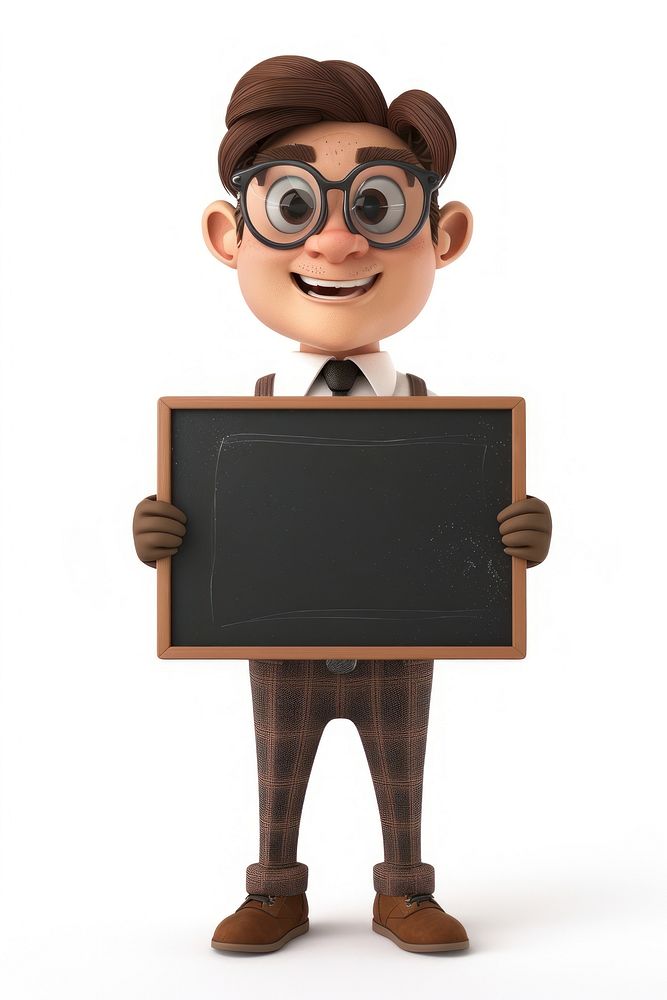 Teacher holding board blackboard portrait standing.