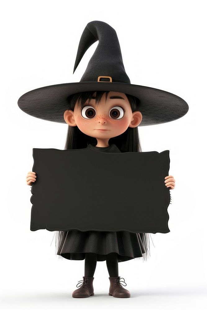 Witch holding board person white background representation.