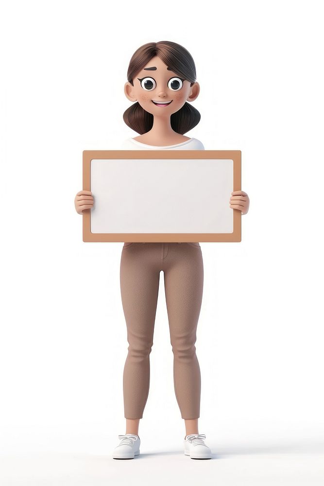Woman workout holding board standing person white background.
