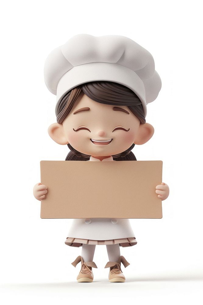 Woman chef holding board standing person cute.