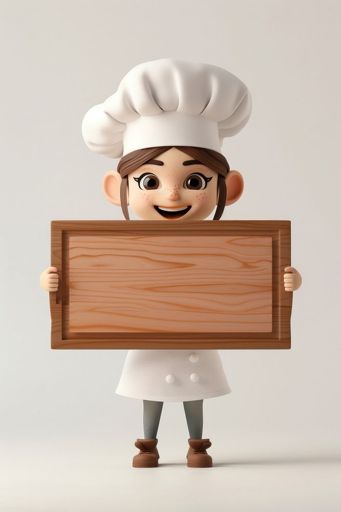 Woman chef holding board standing person protection.