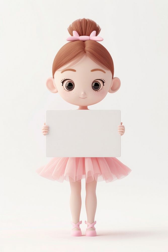 Ballet girl holding board person doll cute.