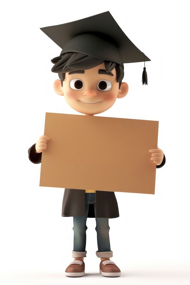 Boy graduation holding board standing people person.