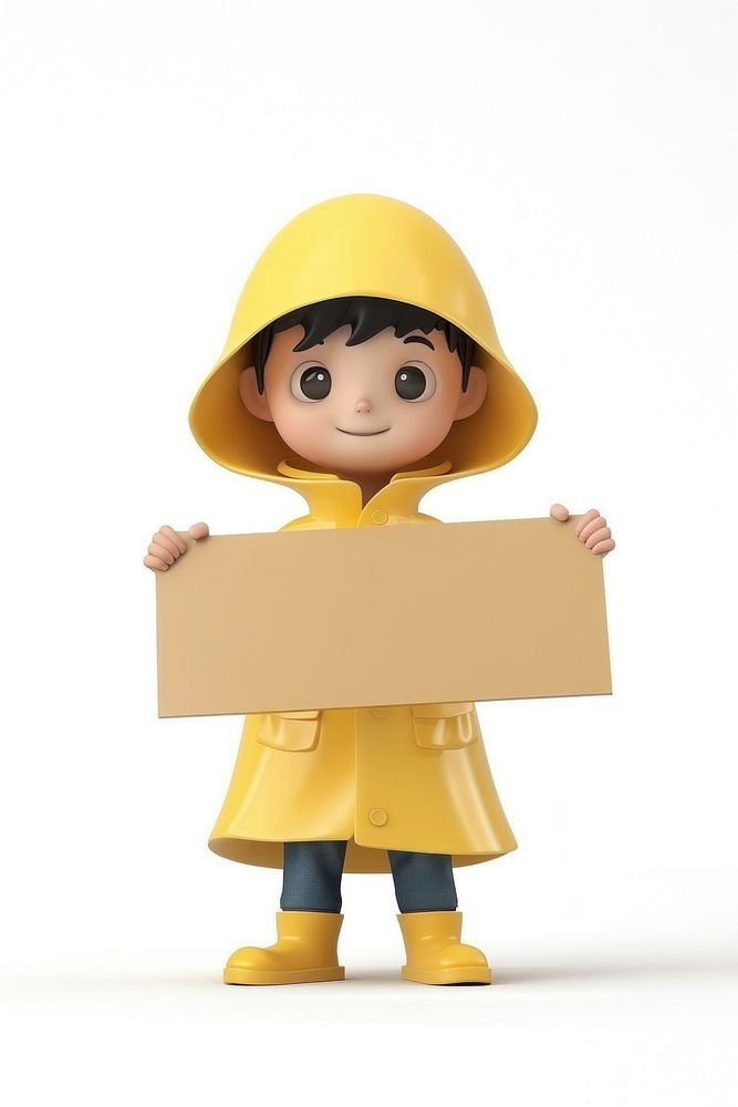 Boy raincoat holding board standing person cute.