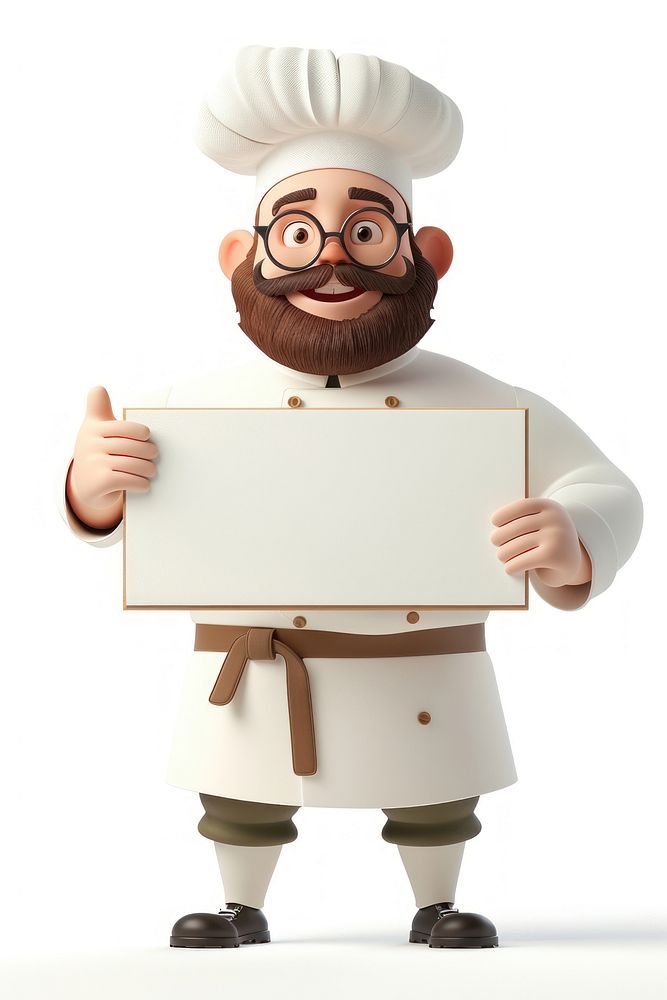 Chef man holding board portrait standing person.