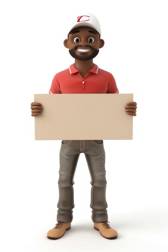 Delivery man holding board cardboard standing person.