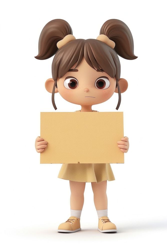 Girl holding board cardboard standing person.