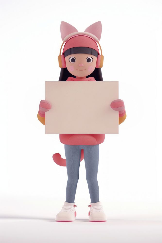 Girl holding board standing person cute.