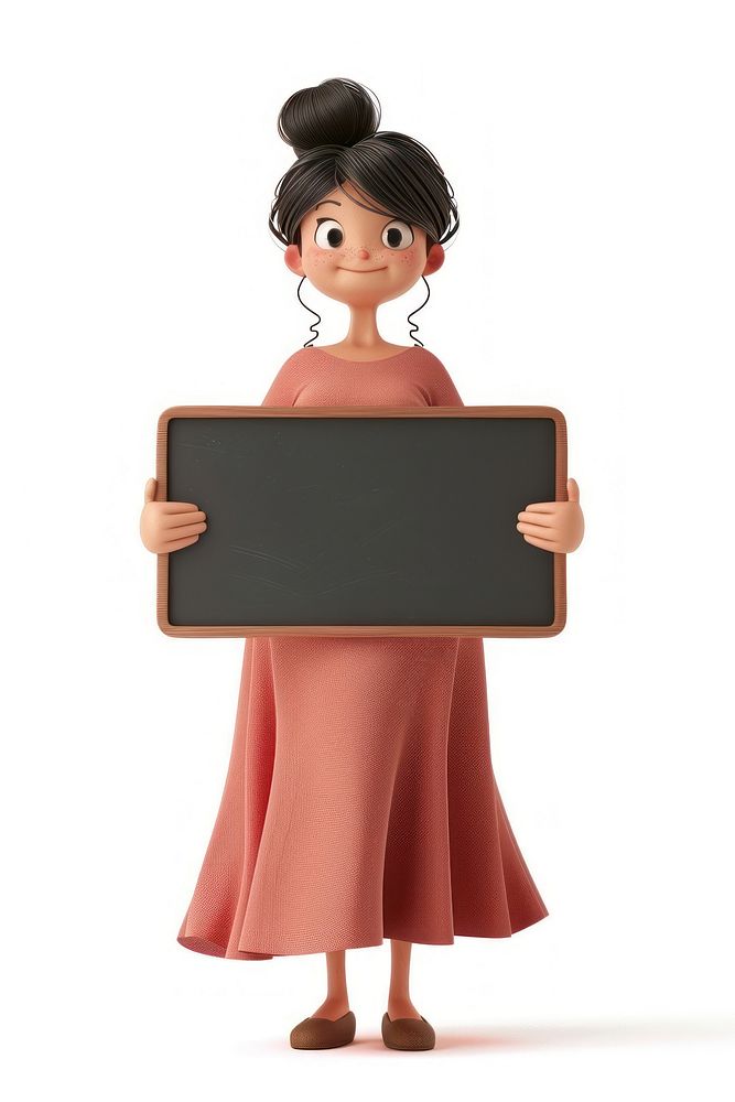 Happy pregnant holding board adult blackboard standing.