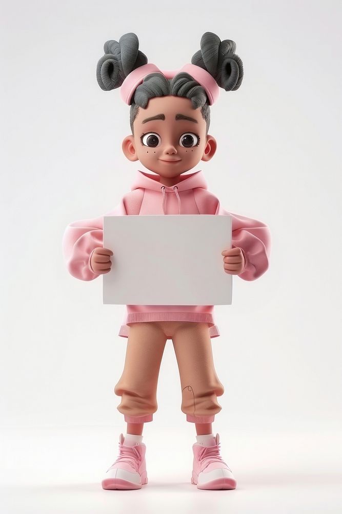 Hiphop girl holding board standing person doll.