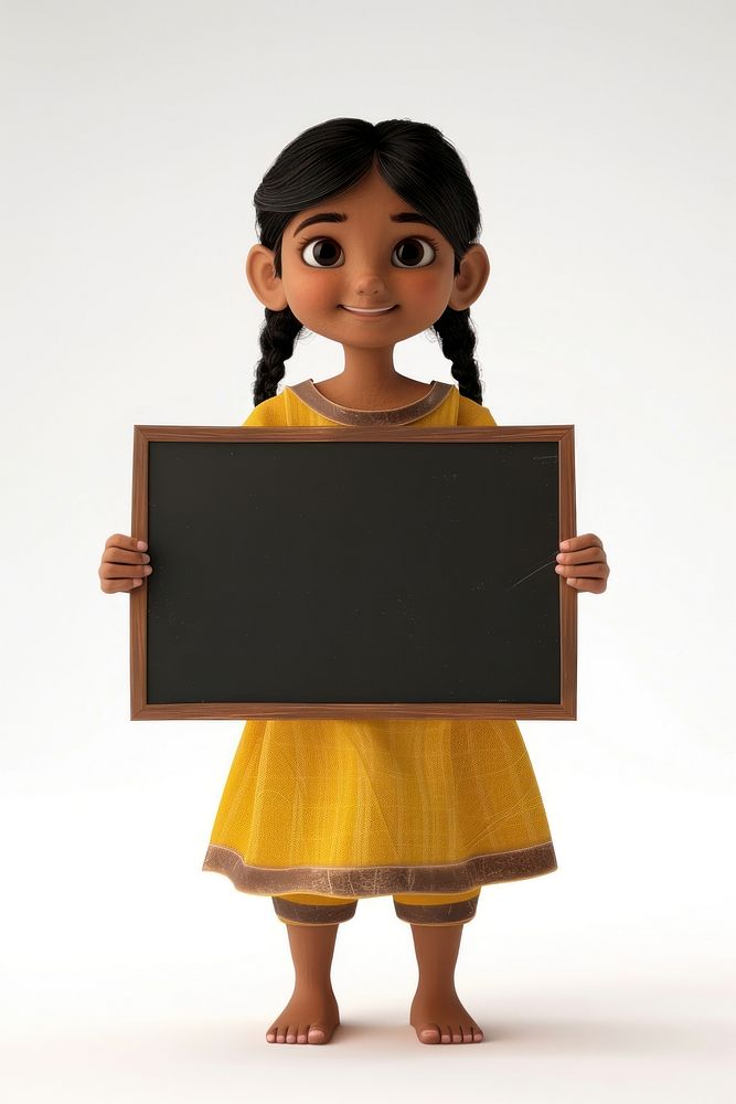 Indian girl holding board standing person cute.