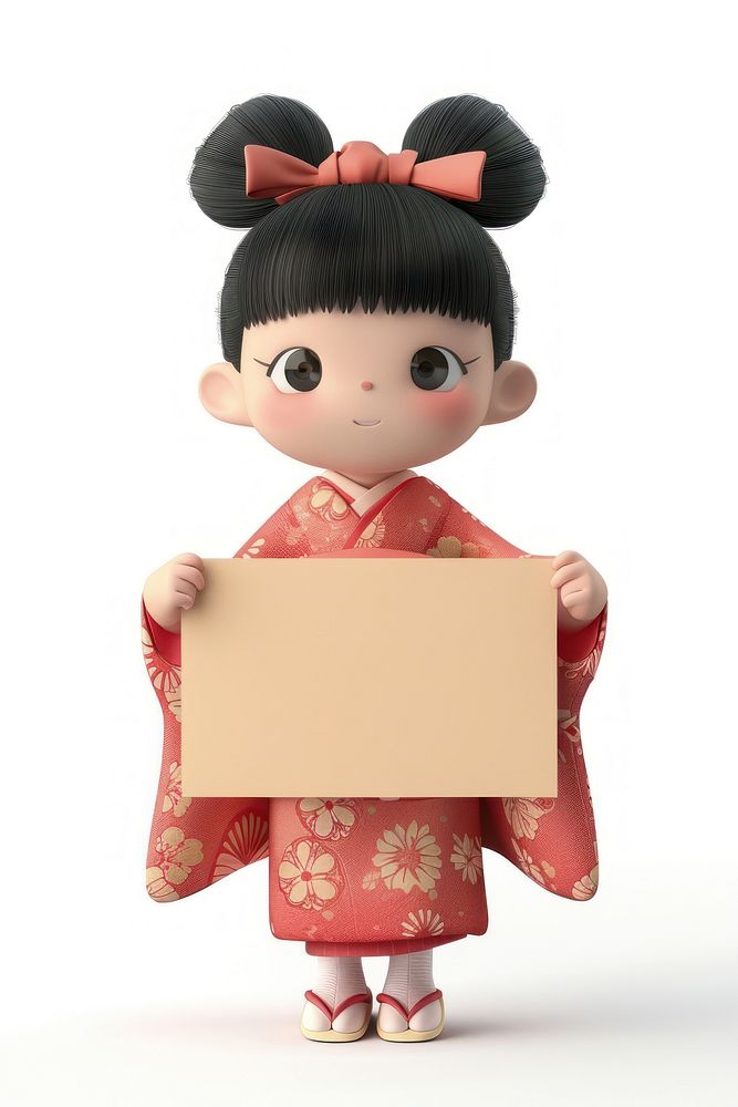 Kimono holding board standing person doll.