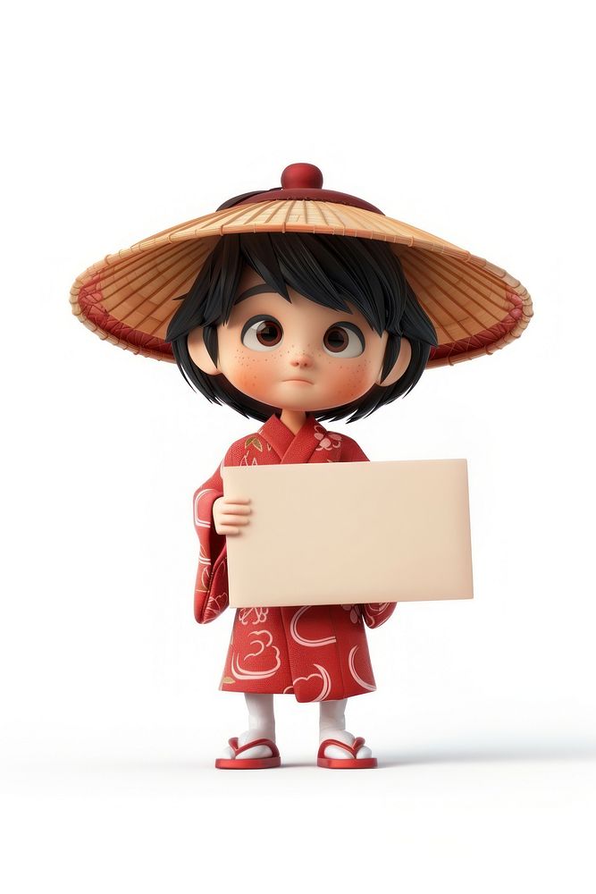 Kimono holding board standing person doll.