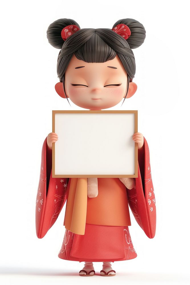 Kimono holding board figurine person cute.