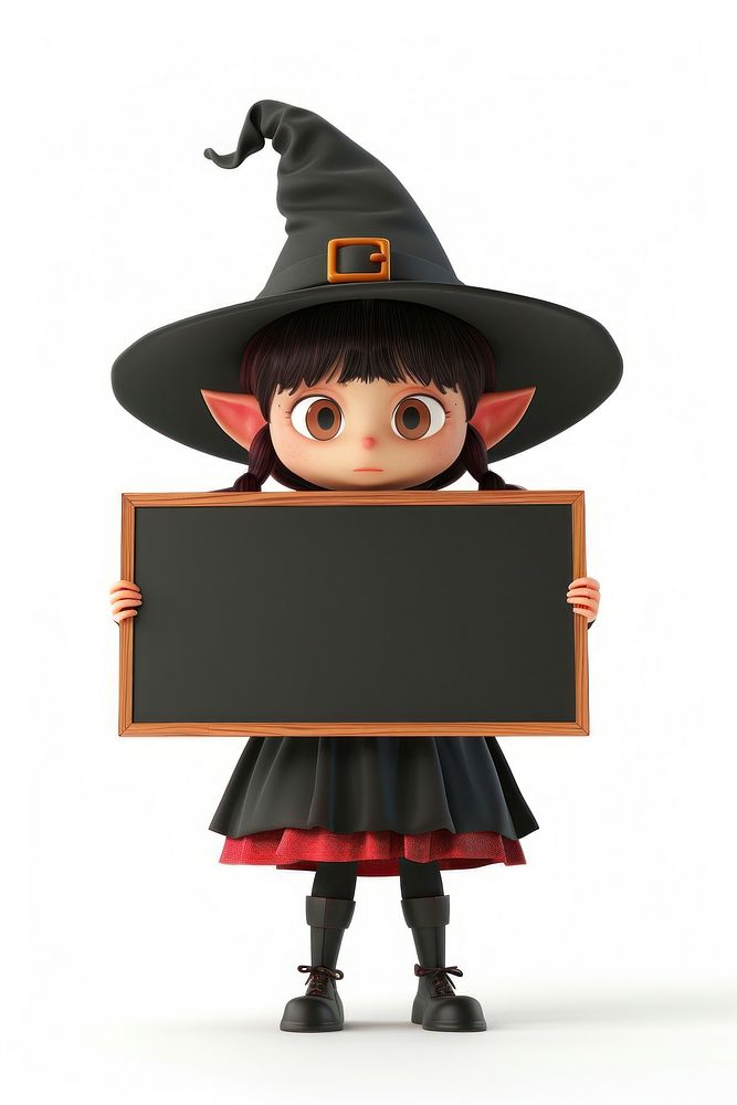 Little witch holding board costume person adult.