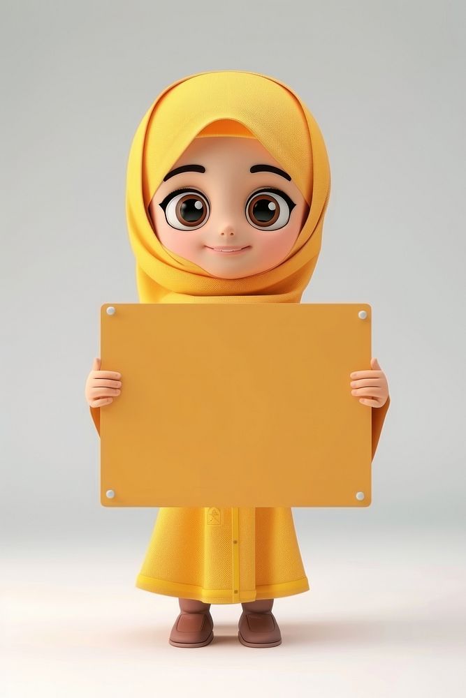 Muslim girl holding board portrait person cute.