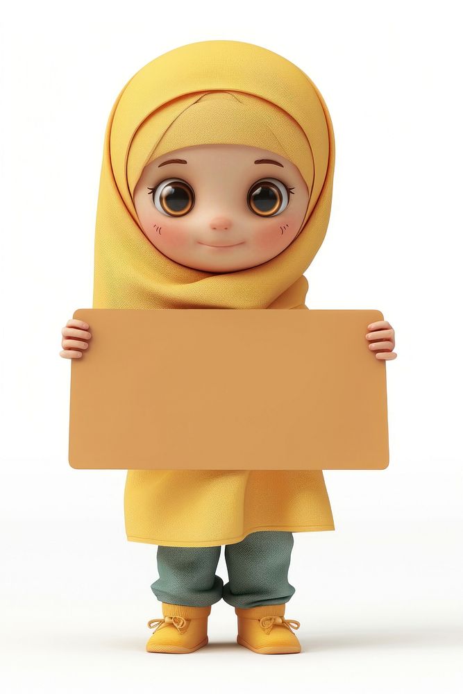 Muslin girl holding board standing person cute.