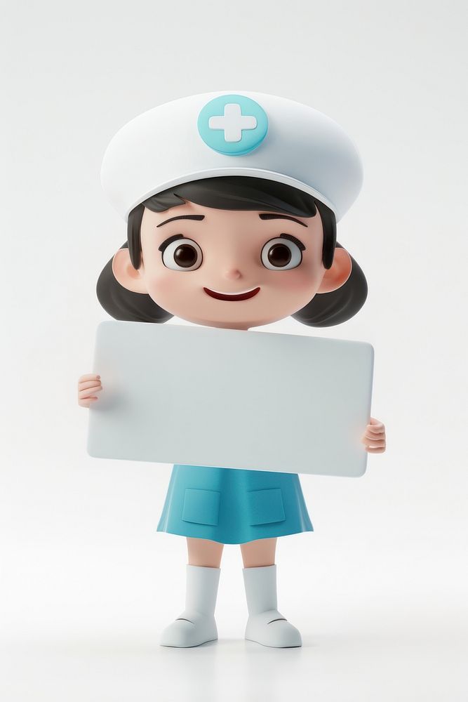 Nurse holding board standing person face.