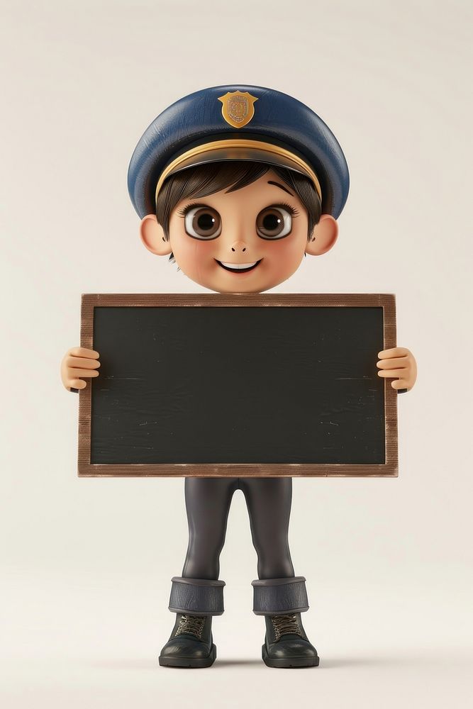 Police woman holding board portrait standing person.
