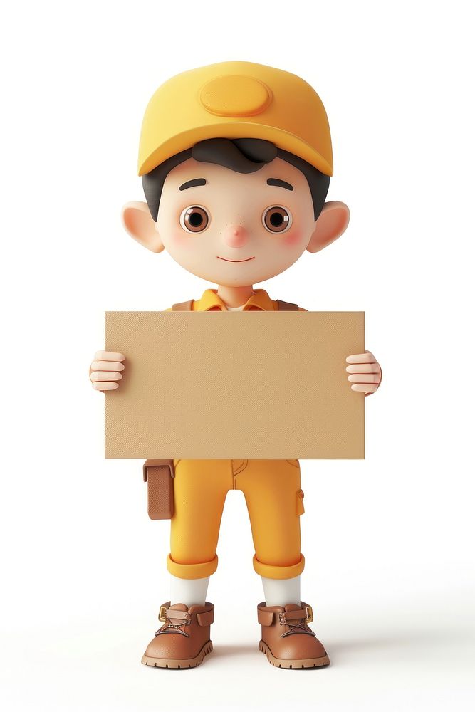 Postman holding board cardboard standing person.