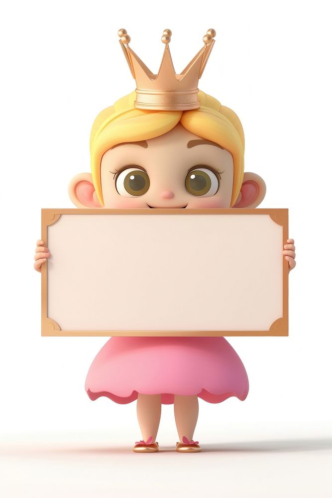 Princess holding board person cute doll.