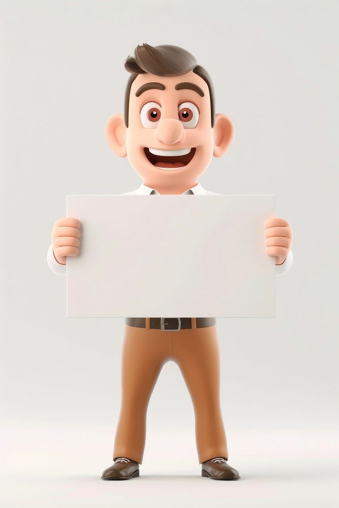 Salary man holding board portrait standing person.