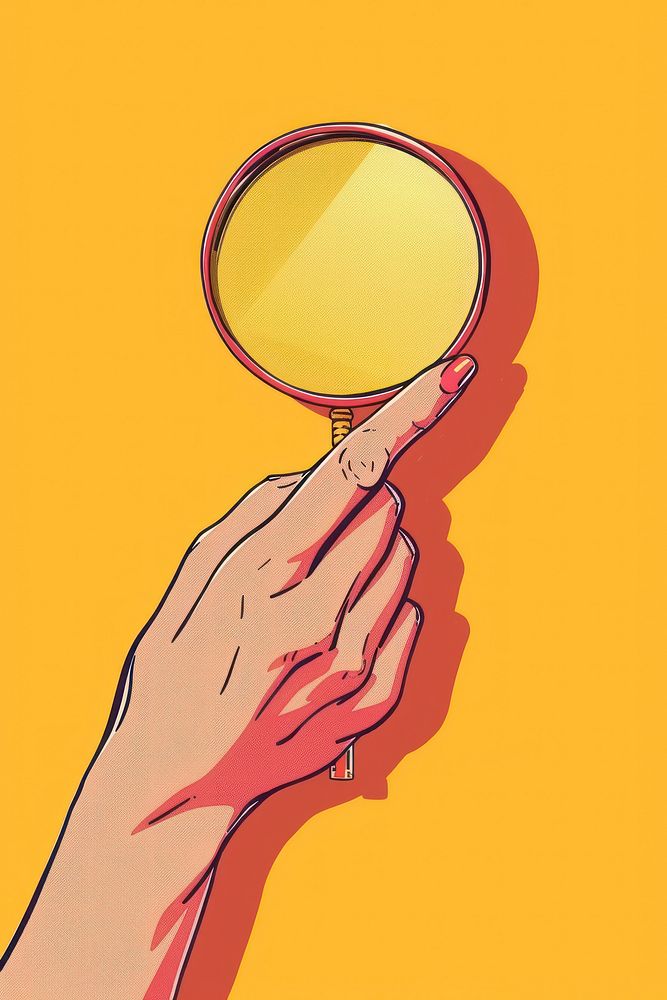 Drawing hand mirror magnifying holding.