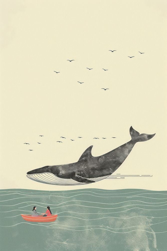 Drawing whale vehicle animal mammal.