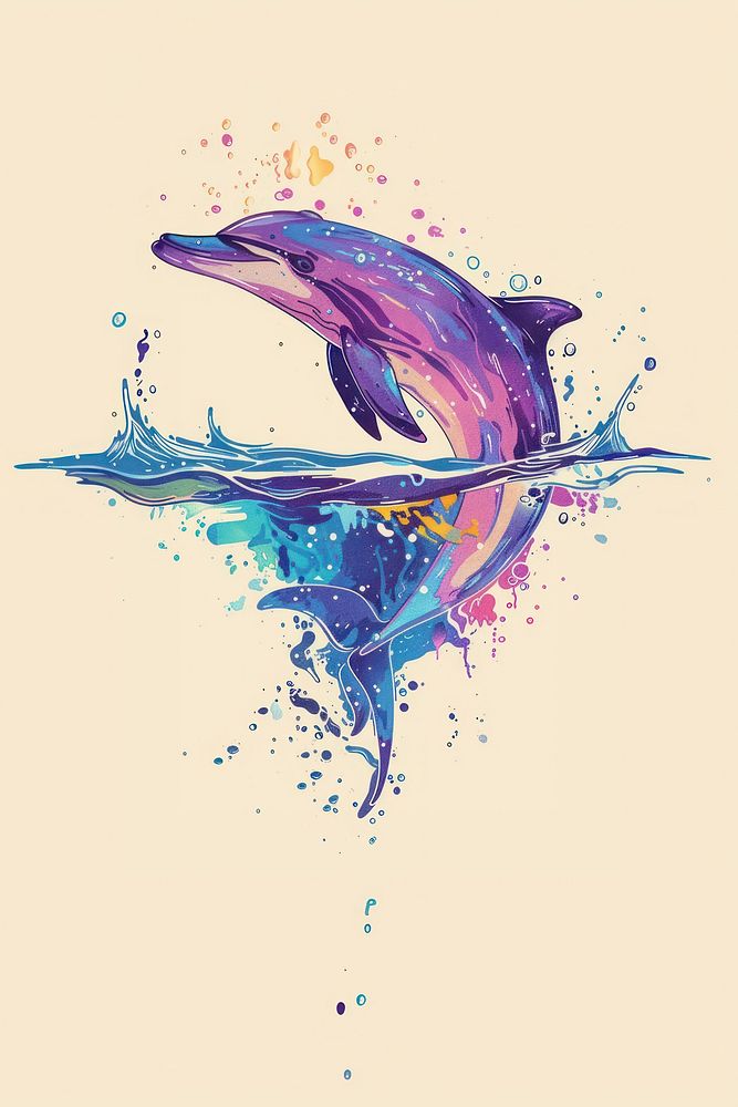 Drawing dolphin art animal purple.