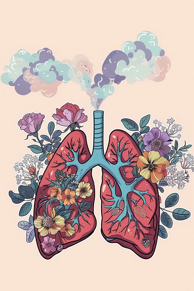 Drawing lungs pattern flower art.