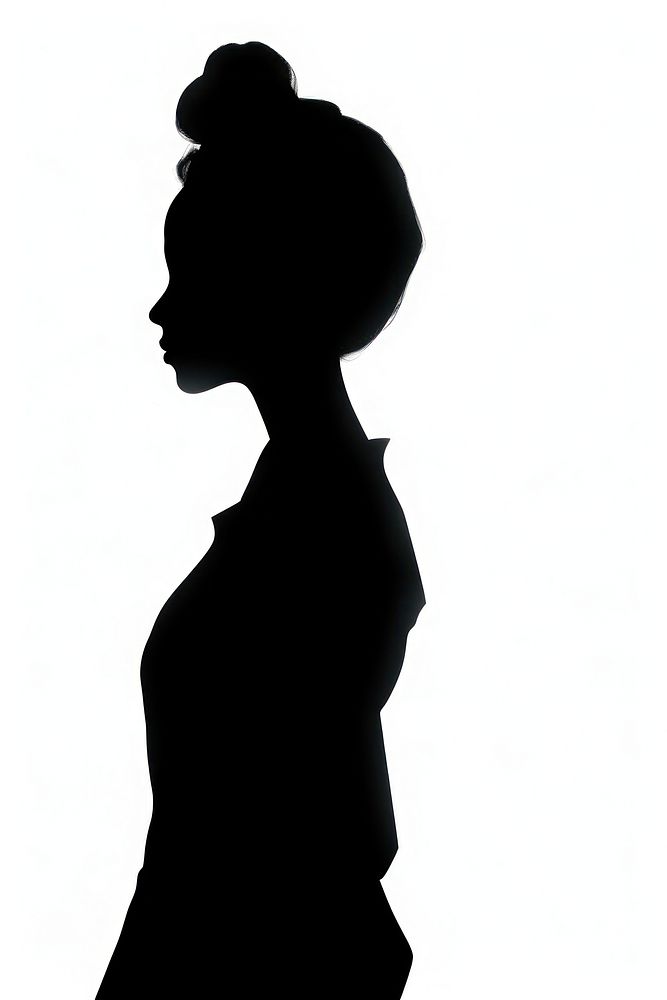 Illustration of silhouette woman backlighting white monochrome.