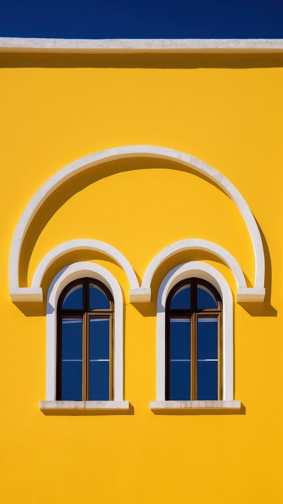 High contrast yellow window architecture building entrance.
