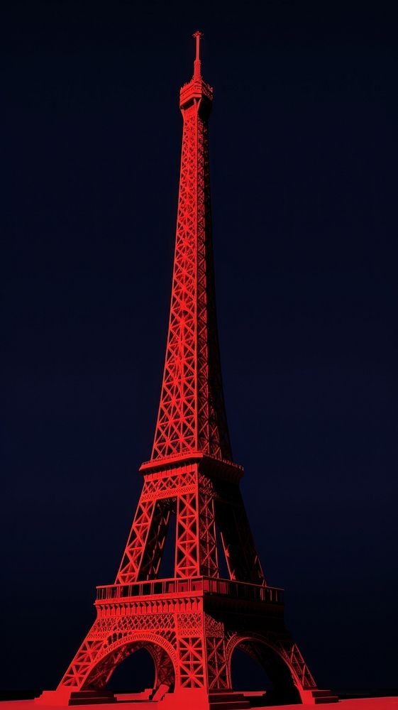 High contrast Eiffel Tower tower architecture landmark.